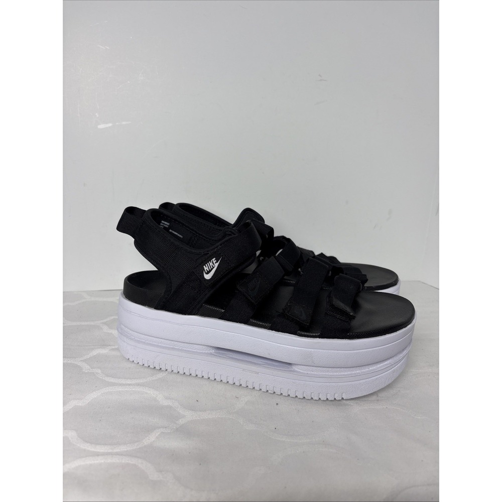 Nike Icon Classics Sandals Women Size 9 Black Strappy Platform Chunky